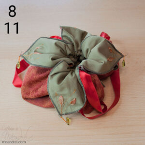 Aumônière réversible orange et verte